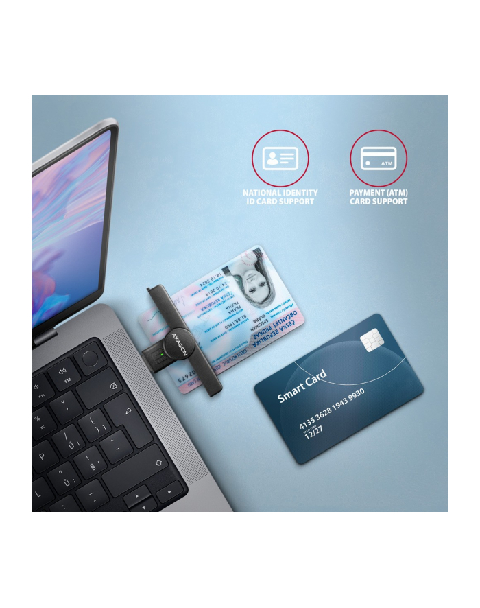 axagon CRE-SMPA Czytnik kart identyfikacyjnych PocketReader USB-A główny