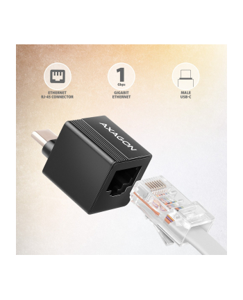 axagon Karta sieciowa AD-E-MINIC  Gigabit Ethernet adapter, USB-A 3.2 Gen 1, instalacja automatyczna MINI