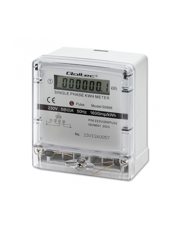 qoltec Jednofazowy elektroniczny licznik | miernik zużycia energii |    230V | LCD główny