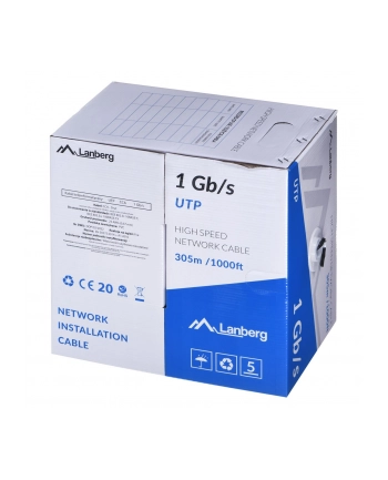 Kabel UTP Lanberg 1Gb/s 305m drut CCA czarny