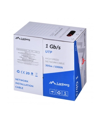 Kabel UTP Lanberg 1Gb/s 305m drut CCA czerwony