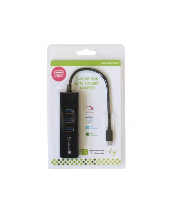 Karta sieciowa / Adapter Techly USB 3.0 na Gigabit RJ45 Hub 3x USB