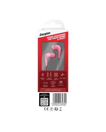 energizer Słuchawki przewodowe jack 3,5 mm Różowe