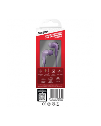energizer Słuchawki przewodowe jack 3,5 mm Fioletowe