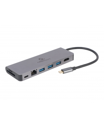 gembird Hub USB-C do HDMI 1xUSB-C GbE 2xUSB-A Card PD