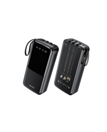 wekome Powerbank 20000 mAh z wbudowanym kablem USB-C / Lightning / Micro USB + USB-A Czarny