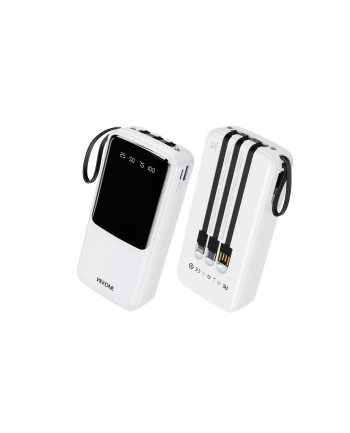 wekome Powerbank 20000 mAh z wbudowanym kablem USB-C / Lightning / Micro USB + USB-A Biały