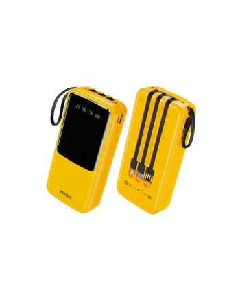 wekome Powerbank 20000 mAh z wbudowanym kablem USB-C / Lightning / Micro USB + USB-A Żółty