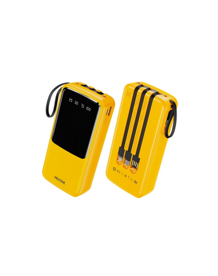 wekome Powerbank 20000 mAh z wbudowanym kablem USB-C / Lightning / Micro USB + USB-A Żółty główny