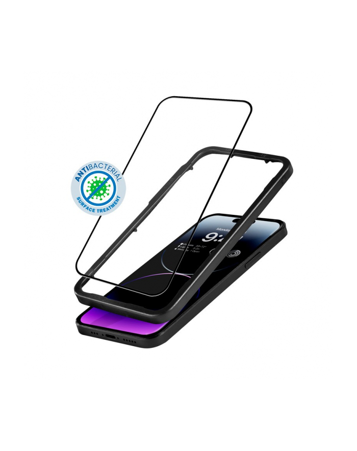 crong Szkło ochronne Anti-Bacterial 3D Armour Glass iPhone 14 Pro Max z ramką instalacyjną główny