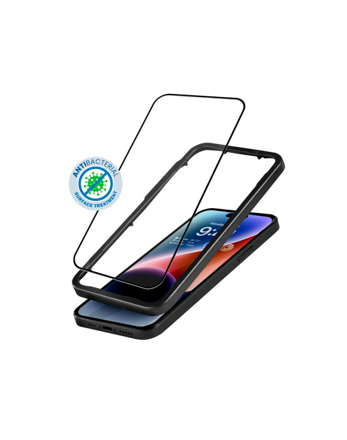 crong Szkło ochronne Anti-Bacterial 3D Armour Glass iPhone 14 Pro z ramką instalacyjną główny