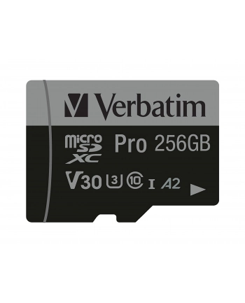 Karta pamięci Micro SDXC Verbatim Pro U3 256GB (100/90 MB/s) Class 10 U3 V30 + adapter