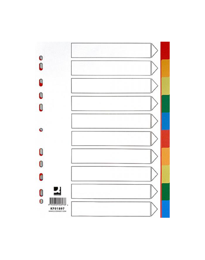 pbs connect Przekładki Q-CONNECT, PP, A4, 225x297mm, 10+1 kart, mix kolorów główny