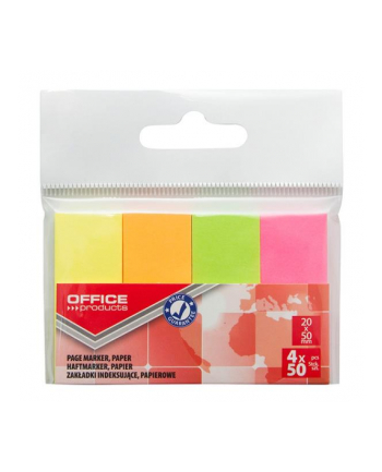 pbs connect Zakładki indeksujące OFFICE PRODUCTS, papier, 20x50mm, 4x50 kart., zawieszka, mix kolorów neon
