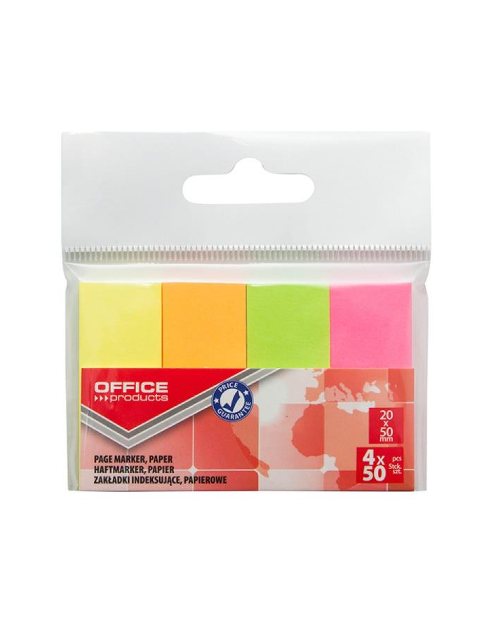 pbs connect Zakładki indeksujące OFFICE PRODUCTS, papier, 20x50mm, 4x50 kart., zawieszka, mix kolorów neon główny