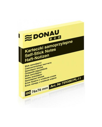 pbs connect Karteczki samoprzylepne DONAU Eco, 76x76mm, 1x100 kart., jasnożółte