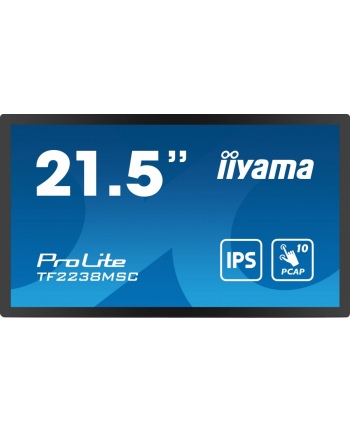 iiyama Monitor wielkoformatowy 21.5 cala TF2238MSC-B1 IPS,FHD,DP,HDMI,2x2W,2xUSB,600(cd/m2),  10pkt.7H,IP1X(Front),Pion/Poziom nr 1