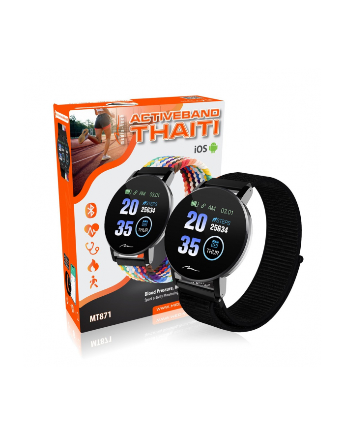 media-tech Smartband THAITI 2 nylonowe paski MT871 monitoring ciśnienia krwi, pulsu, natlenienia, aktywności sportowej i innych parametrów główny