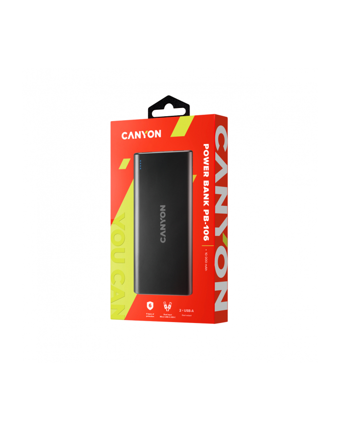 CANYON Powerbank PB-106 10000mAh Czarny główny