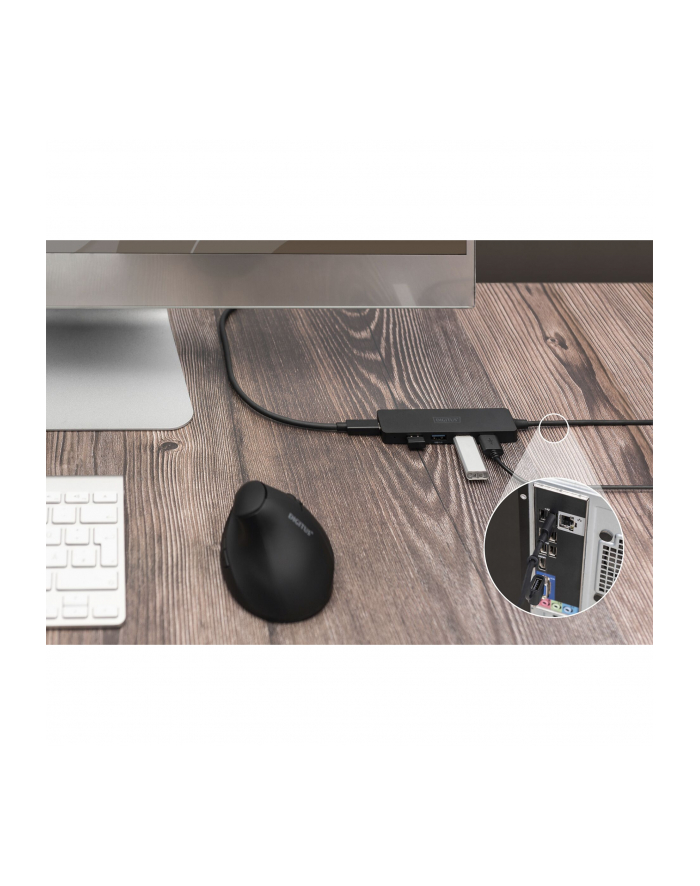 DIGITUS USB 3.0 Hub 4-Port Slimline with USB-C Adapter 5Gbps 1.2m cable główny