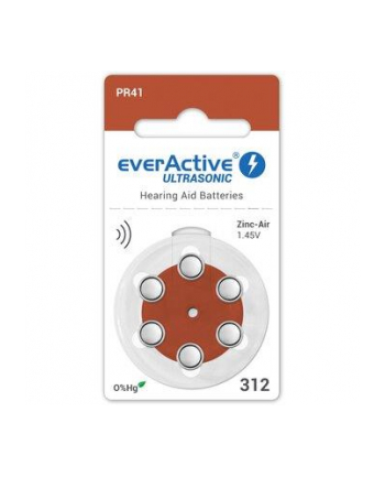 Baterie do aparatów słuchowych 312 / PR41 everActive ULTRASONIC 312- 6 sztuk