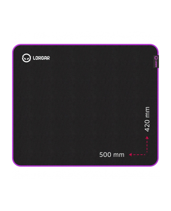 Lorgar Main 315, Gaming mouse pad, High-speed surface, Purple anti-slip rubber base, size: 500mm x 420mm x 3mm, weight 0.39kg