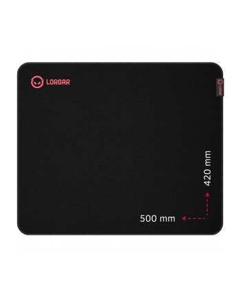 Lorgar Main 325, Gaming mouse pad, Precise control surface, Red anti-slip rubber base, size: 500mm x 420mm x 3mm, weight 0.4kg