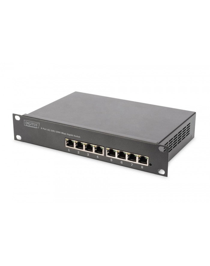 Switch niezarządzalny DIGITUS 10'' Rack Gigabit 8x10/100/1000Mbps Base-TX, metalowa obudowa główny