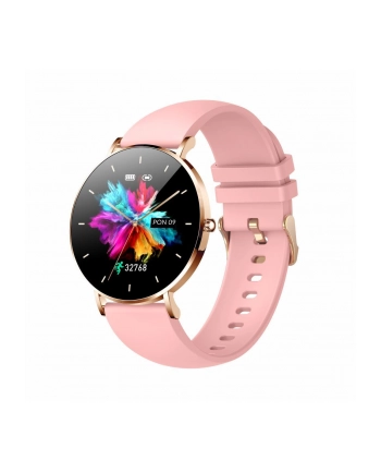 Smartwatch zegarek damski Manta Alexa różowy plus złoty pasek