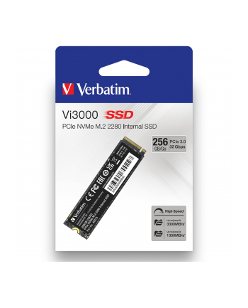 Dysk SSD Verbatim Vi3000 256GB M.2 PCIe Gen3 NVME 2280 (3300/1500 MB/s)