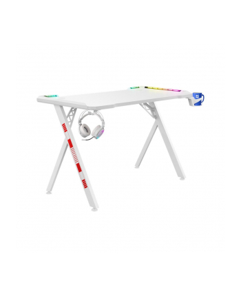 Biurko gamingowe Defender INFINITY białe RGB dla gracza