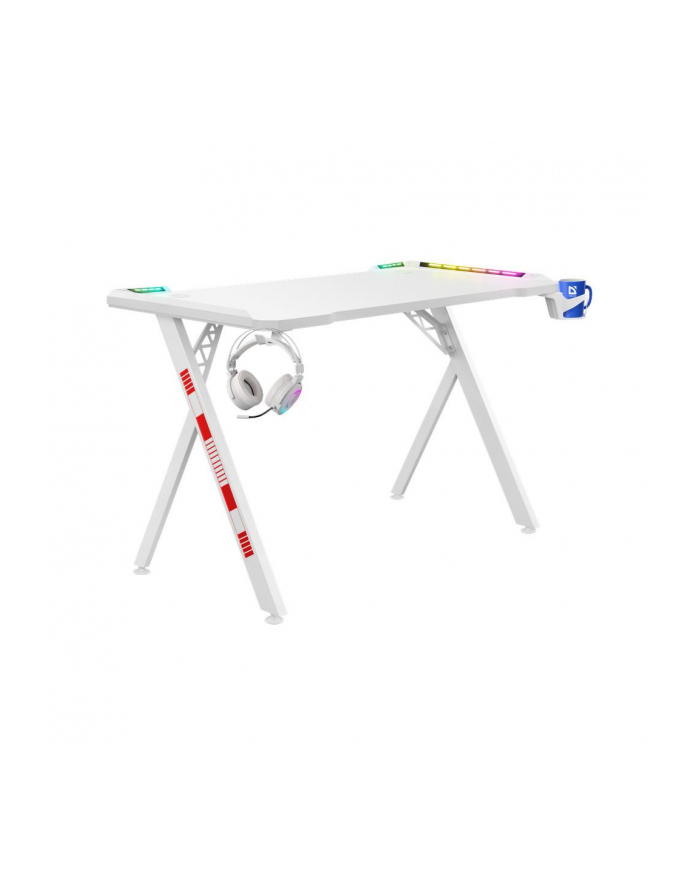 Biurko gamingowe Defender INFINITY białe RGB dla gracza główny