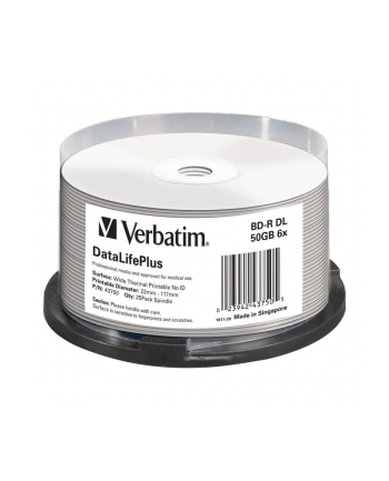 BD-R DL Verbatim 50GB 6x Wide White Thermal Printable - No ID Brand (spindle 25)