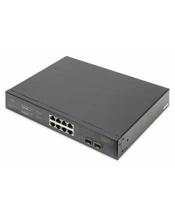 Switch niezarządzalny DIGITUS 8x Gigabit Ethernet, PoE+ af/at 140W 2x SFP uplink Rack