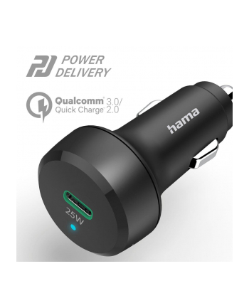 hama polska Ładowarka samochodowa Hama USB Type-C, Quickcharge Power Delivery, czarna