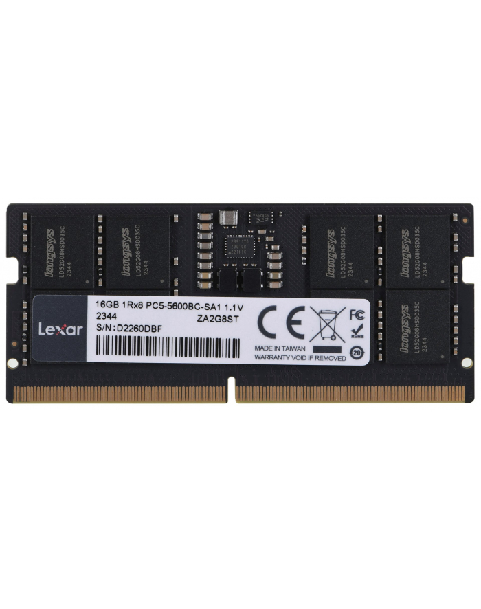 lexar Pamięć do notebooka DDR5 SODIMM 16GB(1*16GB)/5600 CL46 główny