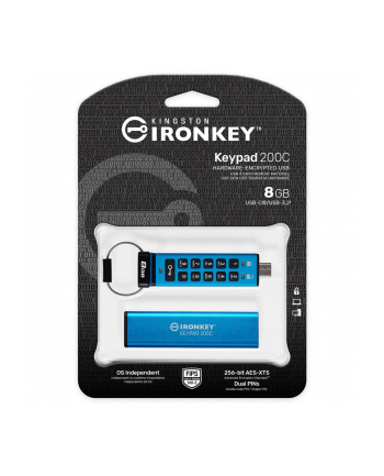 kingston Pendrive 8GB IronKey Keypad 200 FIPS140-3 Lvl3 AES-256