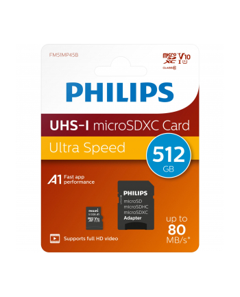 Philips Karta pamięci Class UHS-I U1 SDXC 512GB + Adapter