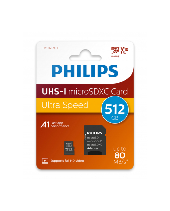 Philips Karta pamięci Class UHS-I U1 SDXC 512GB + Adapter