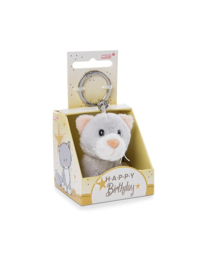 NICI 48122 Brelok pluszowy na klucze Kot 6cm '';Happy Birthday''; w pudełku prezentowym główny