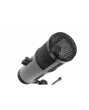 digitus Mikrofon pojemnościowy USB, metalowy, ramię z gwintem 3/8 cala, pop filtr, z kablem USB 1,5m, Czarny