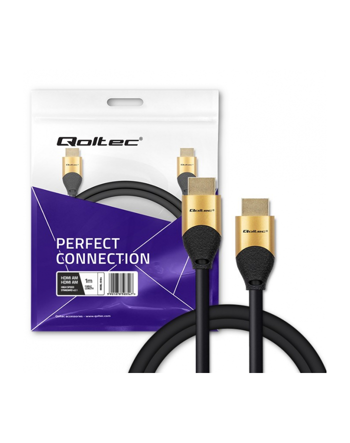 qoltec Kabel HDMI v2.1 Ultra High Speed 8K | 60Hz | 30AWG | 1m Złoty główny