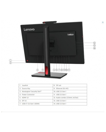 lenovo Monitor 23.8 cala ThinkVision T24mv-30 FHD 63D7UAT3(wersja europejska)