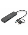 digitus Hub USB 3.0/Koncentrator 4-portowy SlimLine USB A + adapter USB-C 5Gbps, złącze zasilania USB-C - nr 1