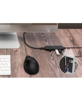 digitus Hub USB 3.0/Koncentrator 4-portowy SlimLine USB A + adapter USB-C 1,2m 5Gbps, złącze zasilania USB-C nr 2