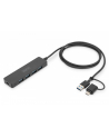 digitus Hub USB 3.0/Koncentrator 4-portowy SlimLine USB A + adapter USB-C 1,2m 5Gbps, złącze zasilania USB-C - nr 1
