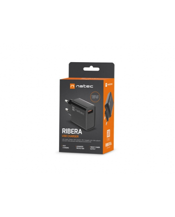 natec Ładowarka sieciowa Ribera 1x USB-A 18W Czarna
