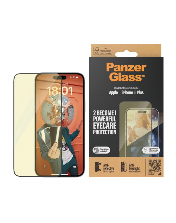 Panzerglass Ultra Wide Fit Szkło Antyrefleksyjne Z Filtrem Światła Niebieskiego Iphone 15 Plus (2815) główny