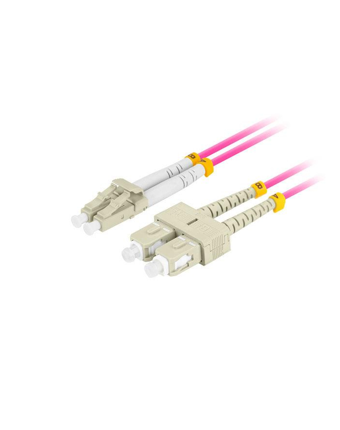 lanberg Patchcord światłowodowy mm lc/upc-sc/upc duplex 3.0mm om4 50/125 3m fioletowy główny