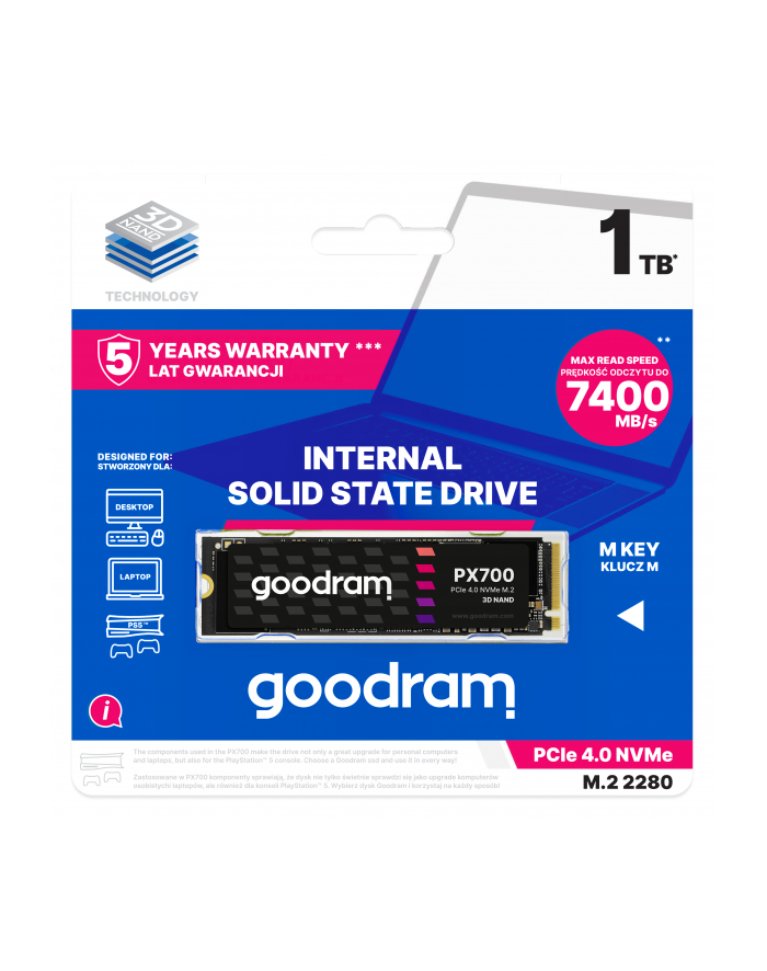 goodram Dysk SSD PX700 1TB M.2 PCIe 2280 4x4 7400/6500MB/s główny